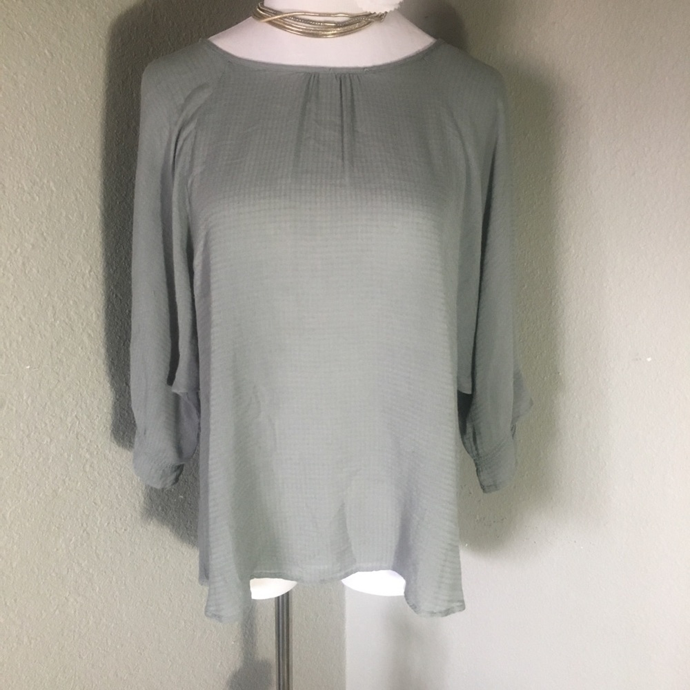 Umgee Mid-Sleeve Olive Green Blouse